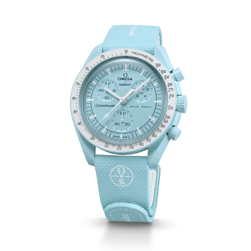 Moonswatch Light Blue/White Rubber